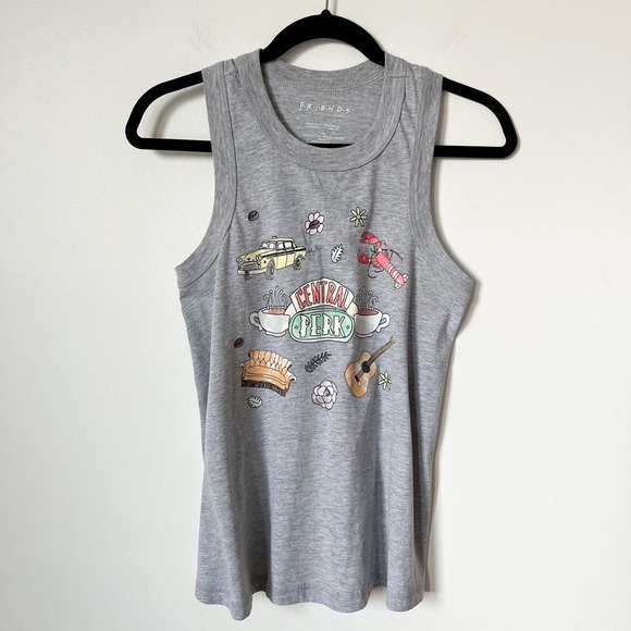 Friends Central Perk Cartoon Icon Graphic Tank Top Heather Gray Size Medium 90s - Picture 2 of 10